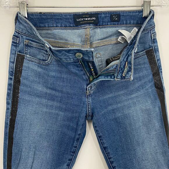 Lucky Jeans Lolita Skinny With Black Glitter Side Stripe - Picture 6 of 8